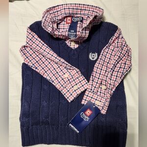 Chaps Baby Boy Sweater Vest & Shirt Set BNWT 12M